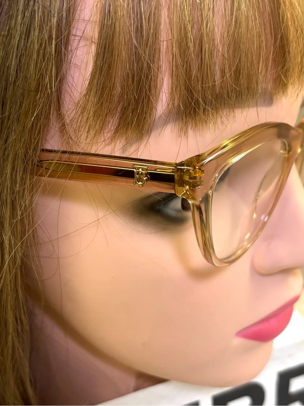 New Burberry B2311 3358 Translucent Peach Cat-Eye Eyeglasses